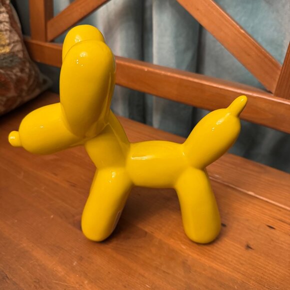 Balloon Dog Yellow Ceramic Figurine 7.5" Hx7" L Decorative Decor Statue Pop Art - Picture 3 of 9